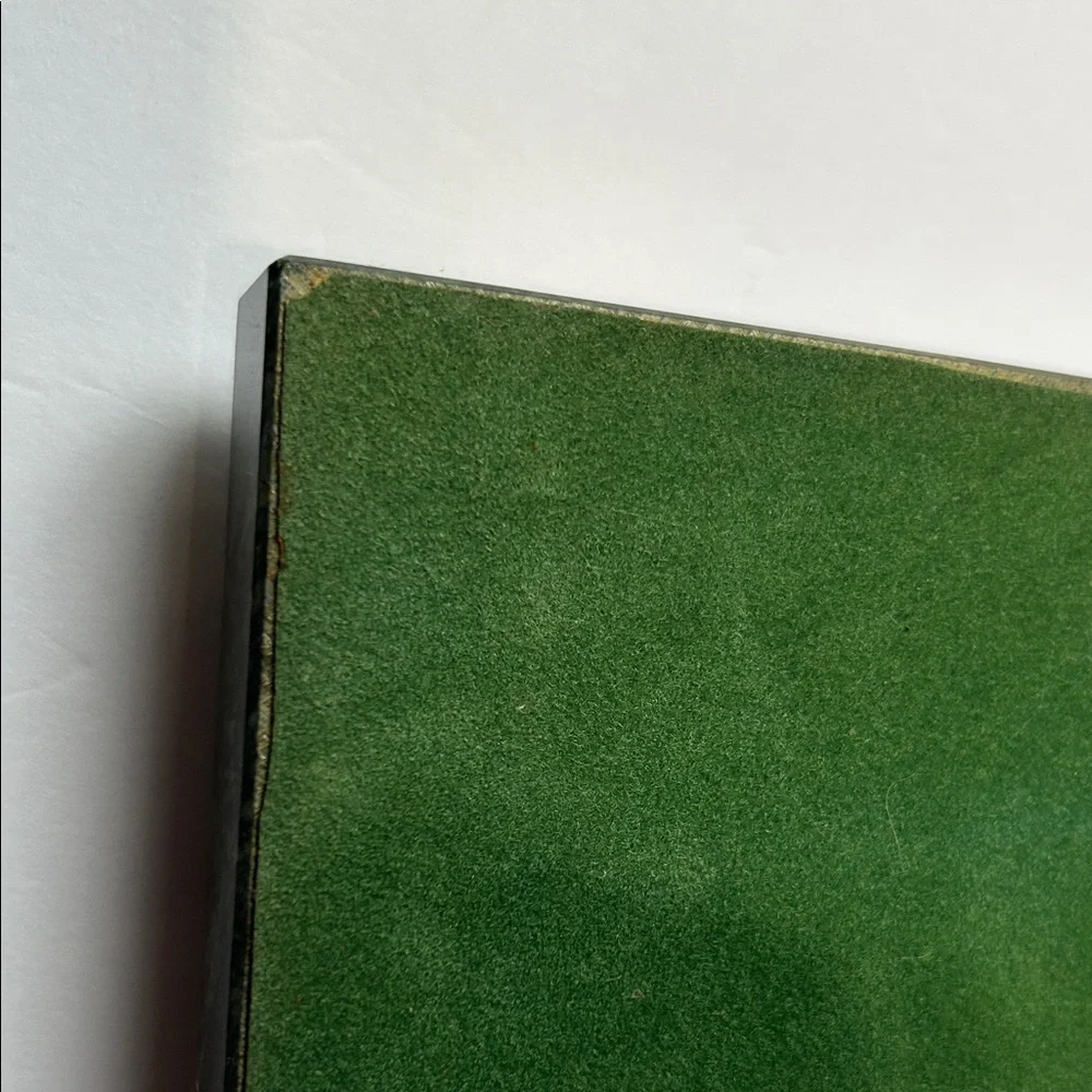 MCM 1960’s Gold Pen Stand Dark Green Marble Dual pen holder Vtg Condition no pen